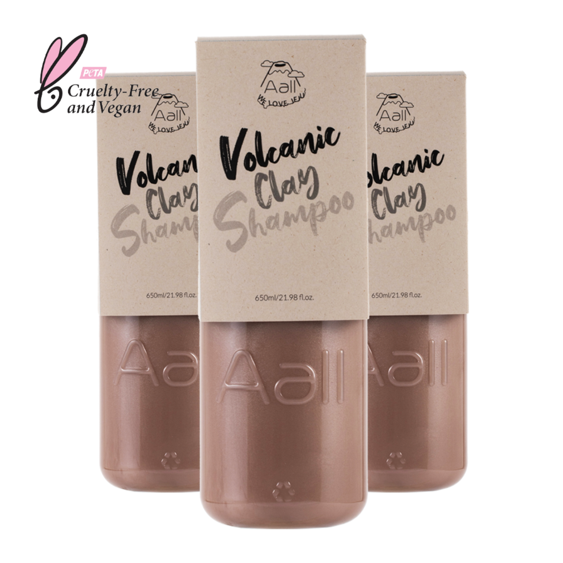 [비건 인증] 에이올 화산송이 천연 두피 샴푸 650ml 3개 (Aall Volcanic Clay Shampoo 650ml - PeTA Vegan (Pack of 3))